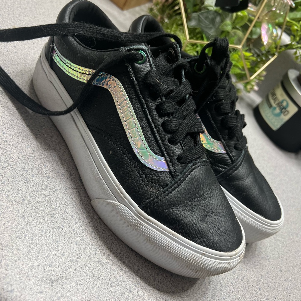 Platform vans with holographic stripe- worn twice, original price 80